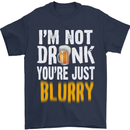 Not Drunk You're Blurry Funny Beer Alcohol Mens T-Shirt Cotton Gildan Navy Blue