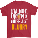 Not Drunk You're Blurry Funny Beer Alcohol Mens T-Shirt Cotton Gildan Red