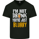 Not Drunk You're Blurry Funny Beer Alcohol Mens V-Neck Cotton T-Shirt Black