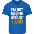 Not Drunk You're Blurry Funny Beer Alcohol Mens V-Neck Cotton T-Shirt Royal Blue