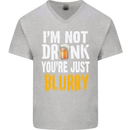 Not Drunk You're Blurry Funny Beer Alcohol Mens V-Neck Cotton T-Shirt Sports Grey