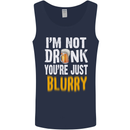 Not Drunk You're Blurry Funny Beer Alcohol Mens Vest Tank Top Navy Blue