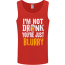 Not Drunk You're Blurry Funny Beer Alcohol Mens Vest Tank Top Red