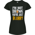 Not Drunk You're Blurry Funny Beer Alcohol Womens Petite Cut T-Shirt Black