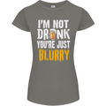 Not Drunk You're Blurry Funny Beer Alcohol Womens Petite Cut T-Shirt Charcoal