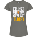Not Drunk You're Blurry Funny Beer Alcohol Womens Petite Cut T-Shirt Charcoal