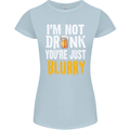 Not Drunk You're Blurry Funny Beer Alcohol Womens Petite Cut T-Shirt Light Blue