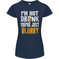 Not Drunk You're Blurry Funny Beer Alcohol Womens Petite Cut T-Shirt Navy Blue