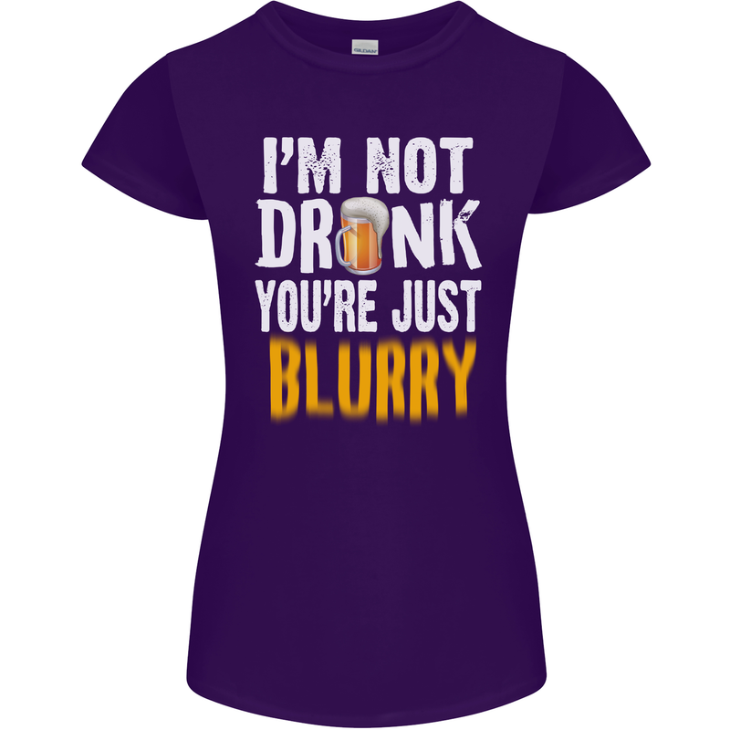 Not Drunk You're Blurry Funny Beer Alcohol Womens Petite Cut T-Shirt Purple