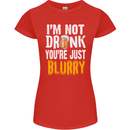 Not Drunk You're Blurry Funny Beer Alcohol Womens Petite Cut T-Shirt Red