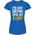 Not Drunk You're Blurry Funny Beer Alcohol Womens Petite Cut T-Shirt Royal Blue