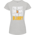 Not Drunk You're Blurry Funny Beer Alcohol Womens Petite Cut T-Shirt Sports Grey
