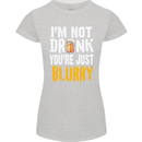 Not Drunk You're Blurry Funny Beer Alcohol Womens Petite Cut T-Shirt Sports Grey