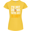 Not Drunk You're Blurry Funny Beer Alcohol Womens Petite Cut T-Shirt Yellow