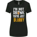 Not Drunk You're Blurry Funny Beer Alcohol Womens Wider Cut T-Shirt Black