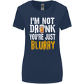 Not Drunk You're Blurry Funny Beer Alcohol Womens Wider Cut T-Shirt Navy Blue