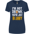 Not Drunk You're Blurry Funny Beer Alcohol Womens Wider Cut T-Shirt Navy Blue