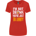 Not Drunk You're Blurry Funny Beer Alcohol Womens Wider Cut T-Shirt Red