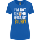 Not Drunk You're Blurry Funny Beer Alcohol Womens Wider Cut T-Shirt Royal Blue