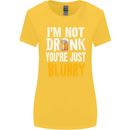 Not Drunk You're Blurry Funny Beer Alcohol Womens Wider Cut T-Shirt Yellow