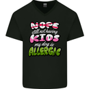 Not Having Kids the Dog is Allergic Funny Mens V-Neck Cotton T-Shirt Black