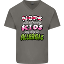 Not Having Kids the Dog is Allergic Funny Mens V-Neck Cotton T-Shirt Charcoal
