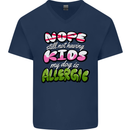 Not Having Kids the Dog is Allergic Funny Mens V-Neck Cotton T-Shirt Navy Blue
