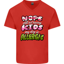 Not Having Kids the Dog is Allergic Funny Mens V-Neck Cotton T-Shirt Red