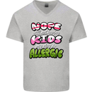 Not Having Kids the Dog is Allergic Funny Mens V-Neck Cotton T-Shirt Sports Grey