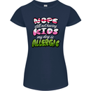 Not Having Kids the Dog is Allergic Funny Womens Petite Cut T-Shirt Navy Blue