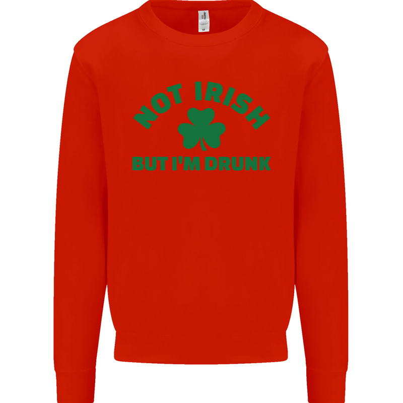 Not Irish but Im Drunk St Patricks Day Beer Mens Sweatshirt Jumper Bright Red