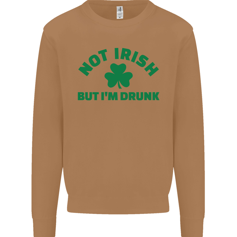 Not Irish but Im Drunk St Patricks Day Beer Mens Sweatshirt Jumper Caramel Latte