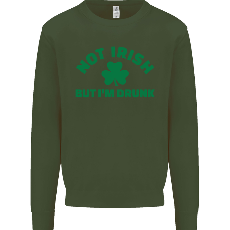 Not Irish but Im Drunk St Patricks Day Beer Mens Sweatshirt Jumper Forest Green