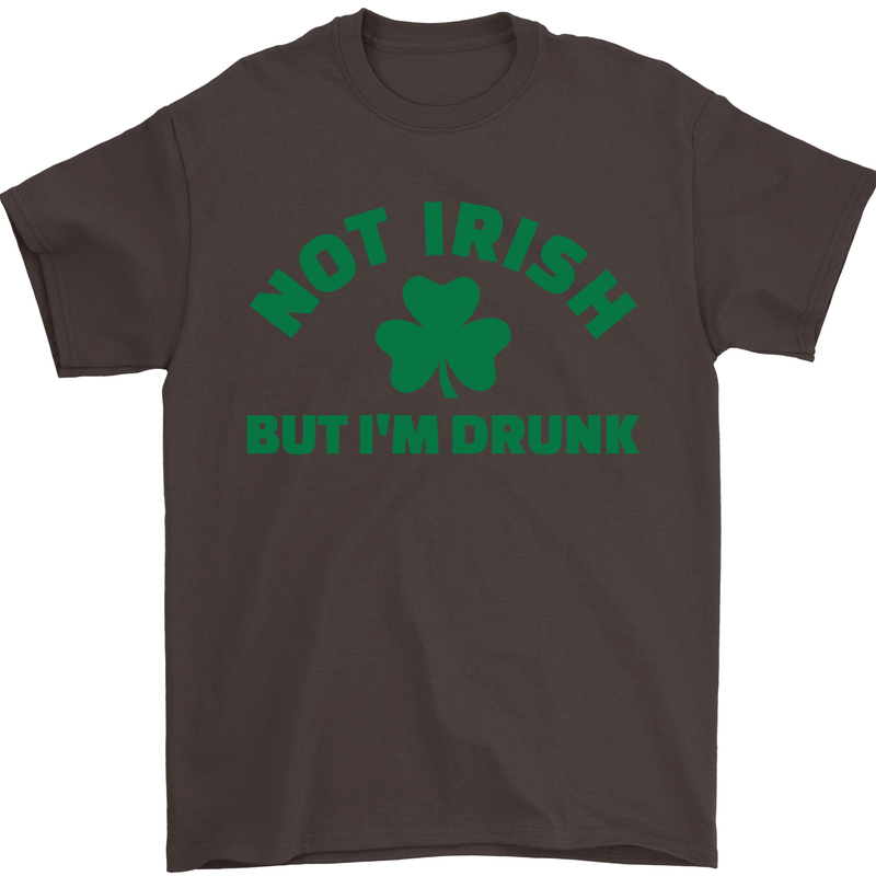 Not Irish but Im Drunk St Patricks Day Beer Mens T-Shirt Cotton Gildan Dark Chocolate