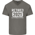 Not My Problem 2021 Retirement Retired Mens V-Neck Cotton T-Shirt Charcoal