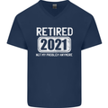 Not My Problem 2021 Retirement Retired Mens V-Neck Cotton T-Shirt Navy Blue