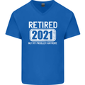 Not My Problem 2021 Retirement Retired Mens V-Neck Cotton T-Shirt Royal Blue