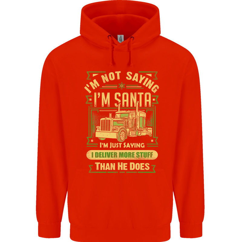 Not Santa Delivery Driver Christmas Funny Mens 80% Cotton Hoodie Bright Red