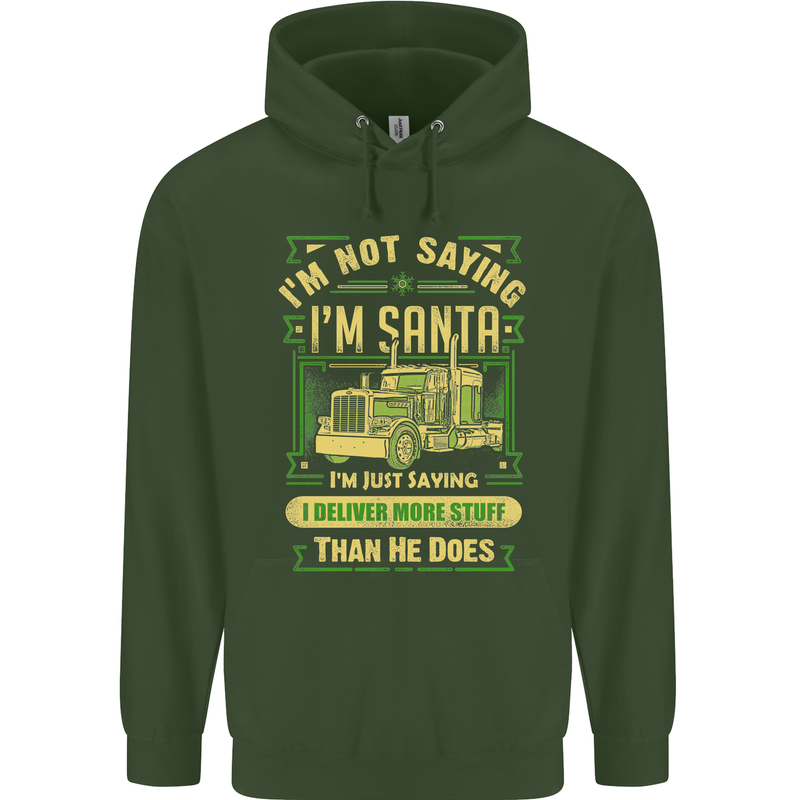 Not Santa Delivery Driver Christmas Funny Mens 80% Cotton Hoodie Forest Green