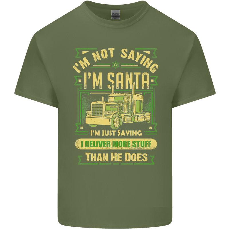 Not Santa Delivery Driver Christmas Funny Mens Cotton T-Shirt Tee Top Military Green