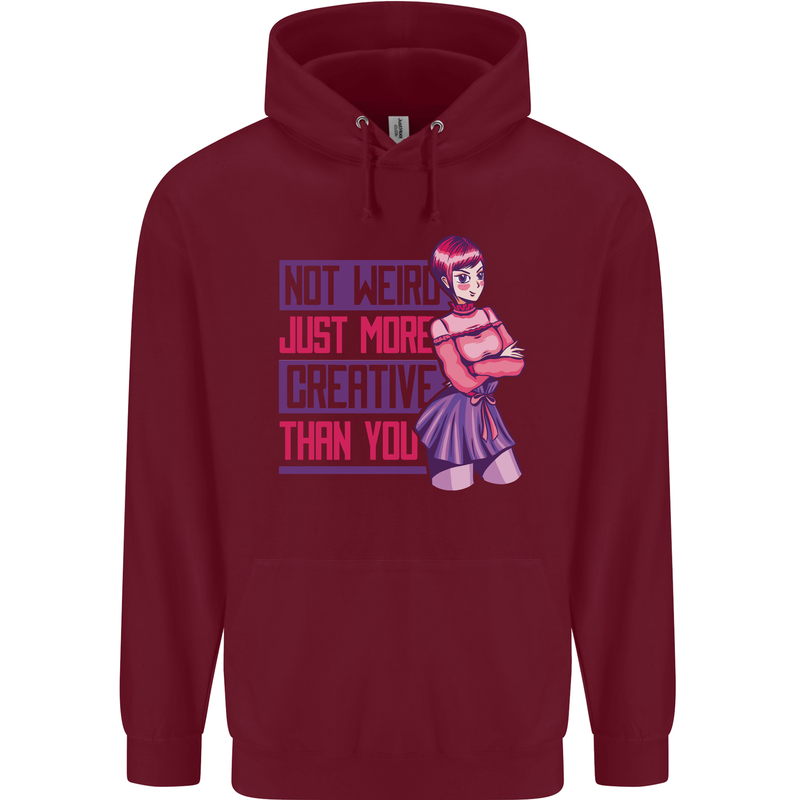 Not Weird Just More Creative Than You Art Childrens Kids Hoodie Maroon