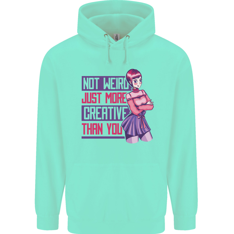 Not Weird Just More Creative Than You Art Childrens Kids Hoodie Peppermint