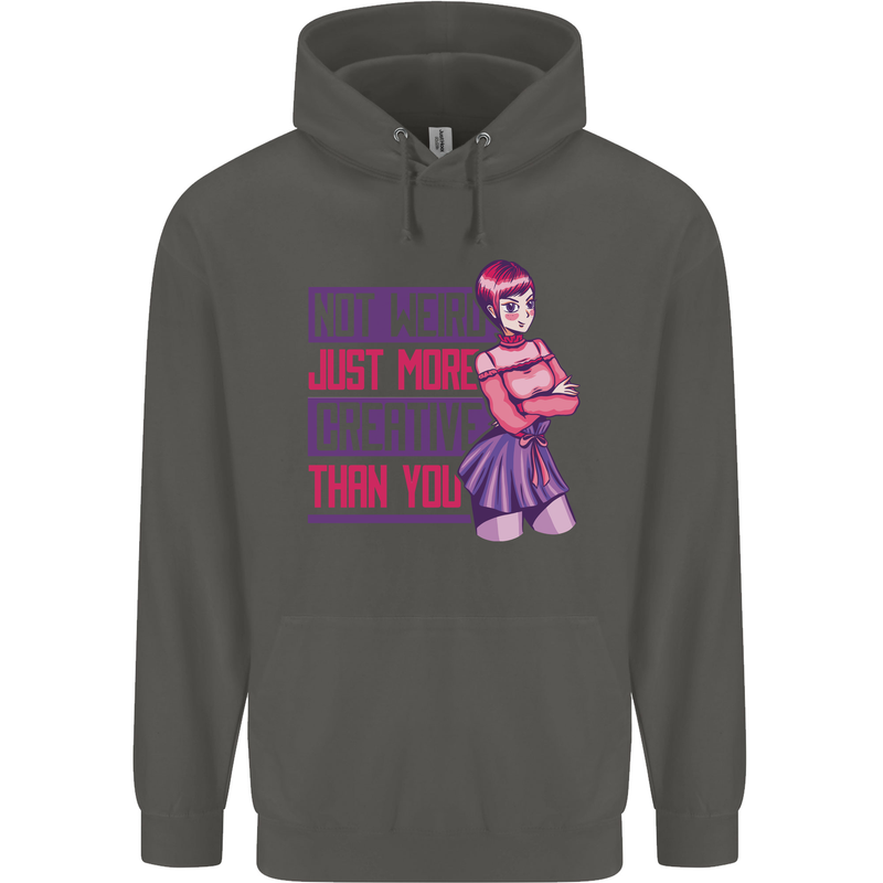 Not Weird Just More Creative Than You Art Childrens Kids Hoodie Storm Grey