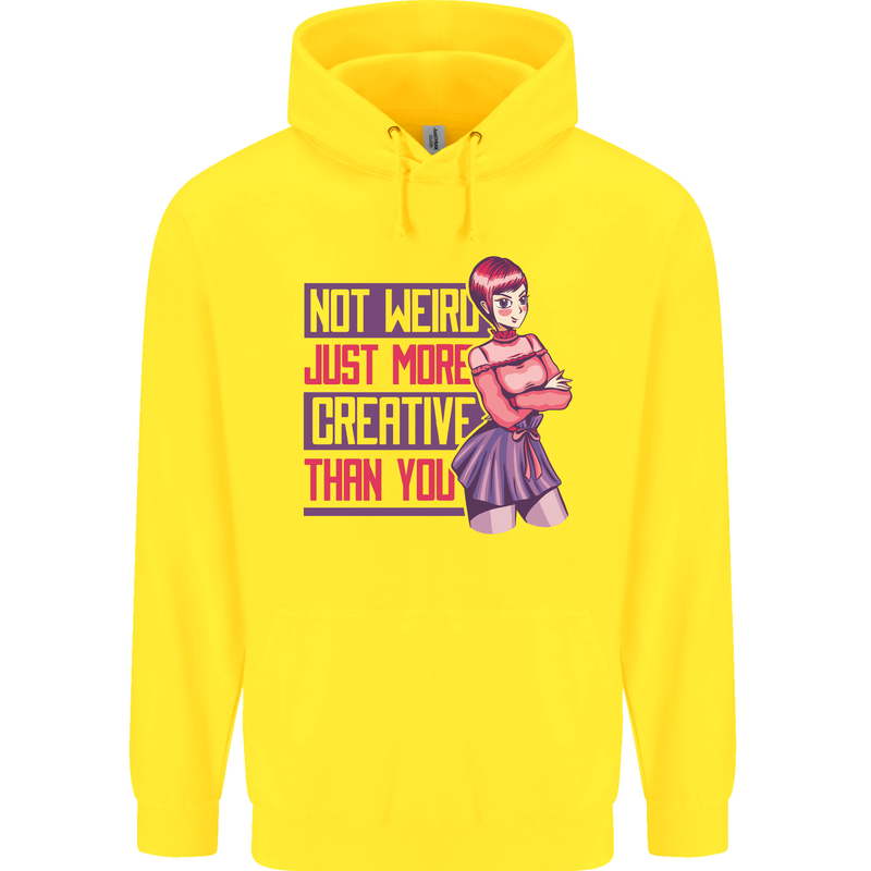 Not Weird Just More Creative Than You Art Childrens Kids Hoodie Yellow