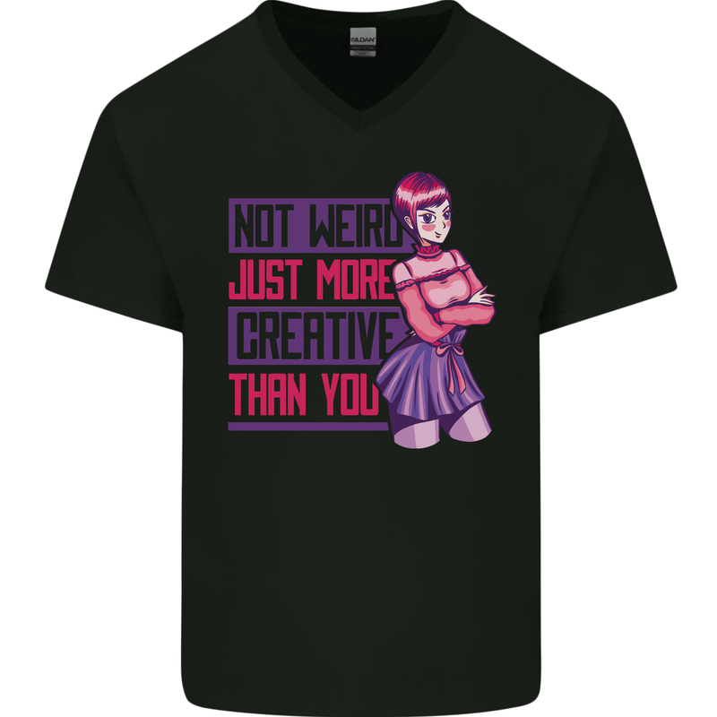 Not Weird Just More Creative Than You Art Mens V-Neck Cotton T-Shirt Black