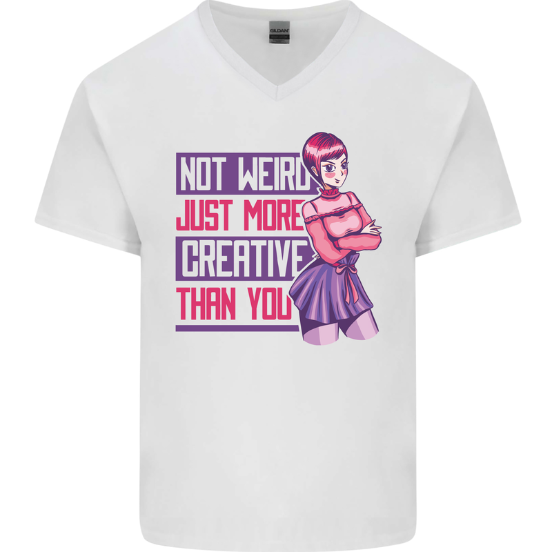 Not Weird Just More Creative Than You Art Mens V-Neck Cotton T-Shirt White