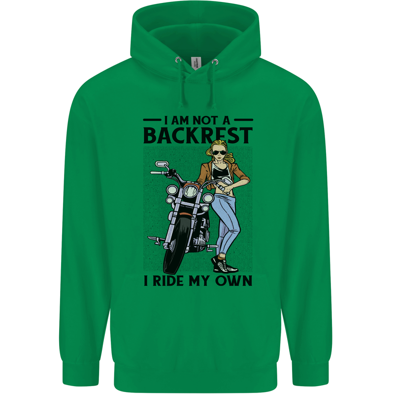 Not a Backrest Female Biker Motorcycle Mens 80% Cotton Hoodie Irish Green