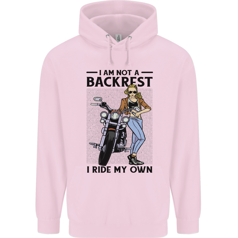 Not a Backrest Female Biker Motorcycle Mens 80% Cotton Hoodie Light Pink