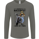 Not a Backrest Female Biker Motorcycle Mens Long Sleeve T-Shirt Charcoal