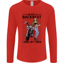 Not a Backrest Female Biker Motorcycle Mens Long Sleeve T-Shirt Red